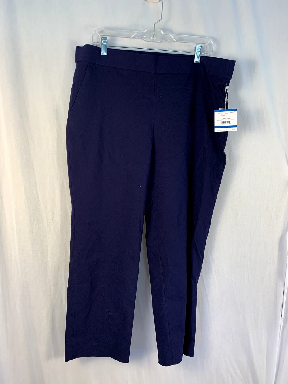 Kasper Womens Stretch Twill Cropped Pants Navy Blue Size XL NWT